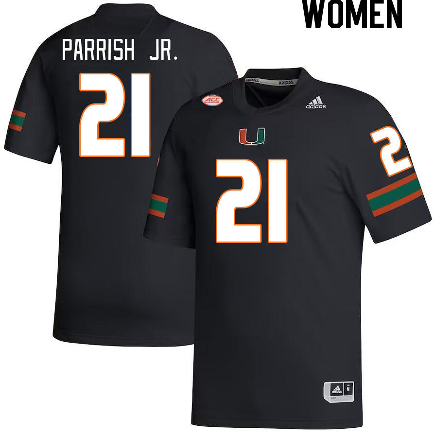 Women #21 Henry Parrish Jr. Miami Hurricanes College Football Jerseys Stitched-Black
